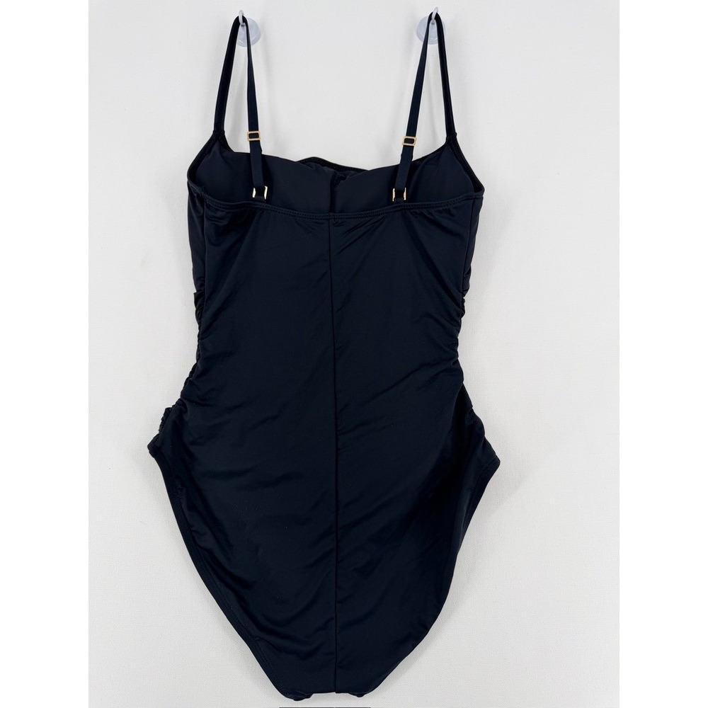 NEW La Blanca Island Goddess One Piece Swimsuit Black Shirred Size 8 - Picture 3 of 11